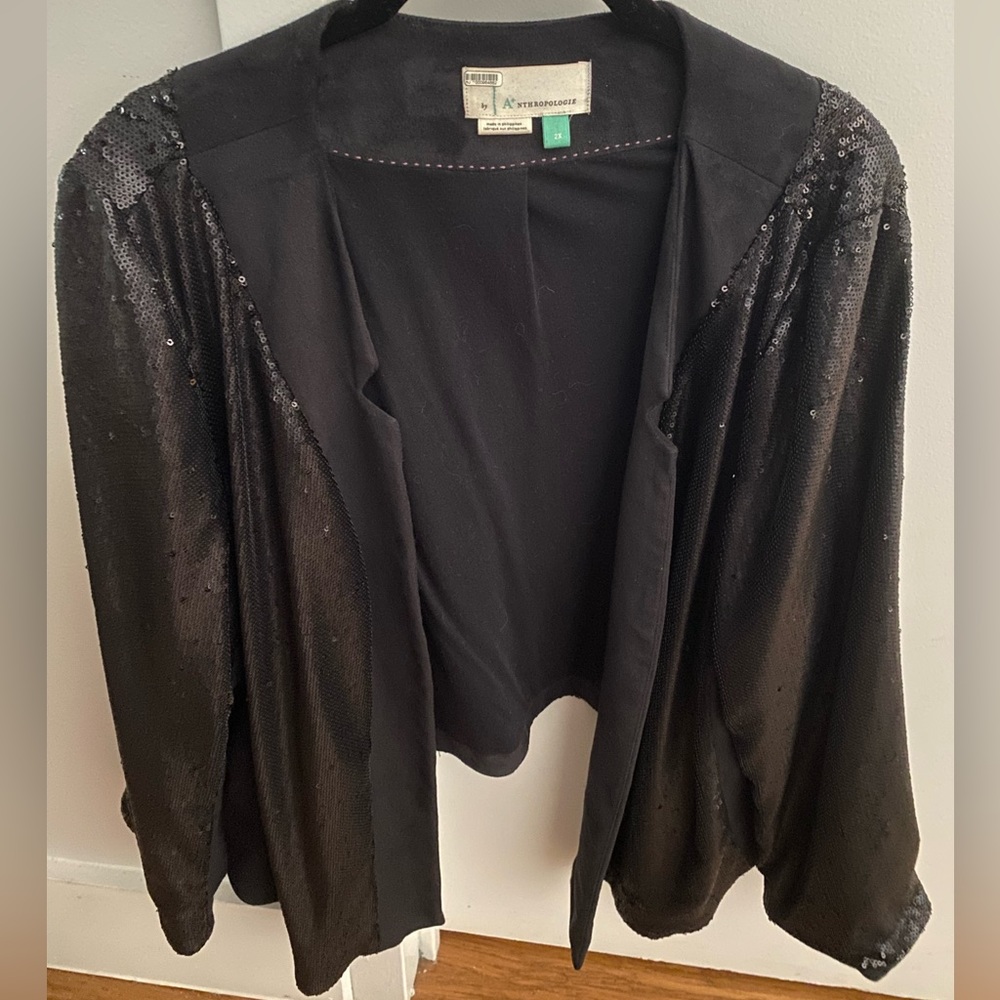 Black, sequined cropped jacket. Great condition